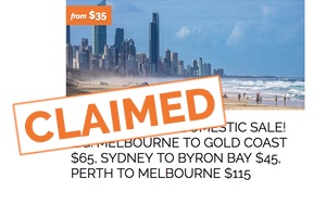 Jetstar domestic sale  - claimed